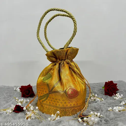 Ethnic Golden pouch Bag for Elegant Style